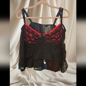 Coquette Babydoll Top with Red Heart Detailing on Cups
